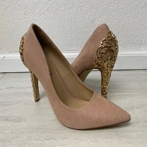 JustFab Pink Heels with Gold Backing